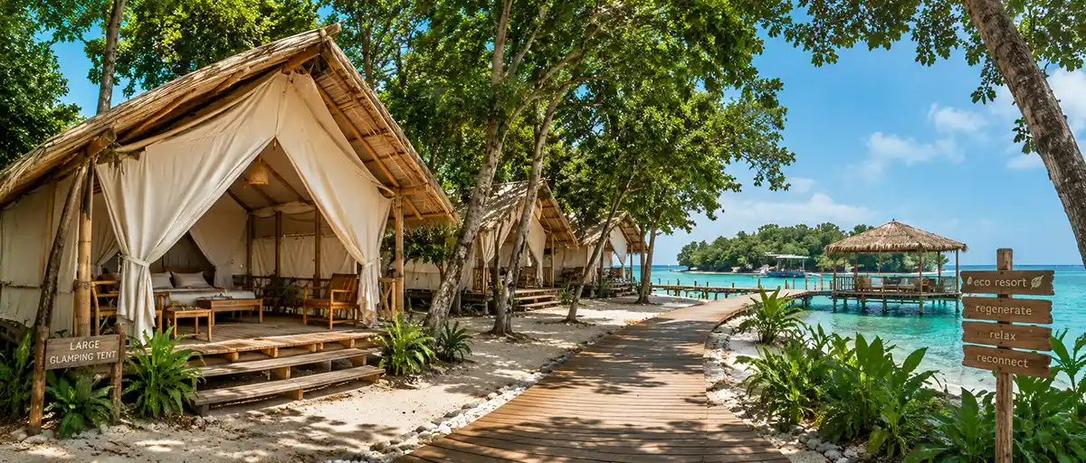 Glamping Desa Laguna dengan suasana eco resort di Kepulauan Seribu