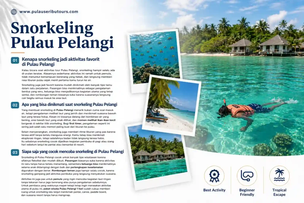 aktivitas tour pulau pelangi kegiatan snorkling