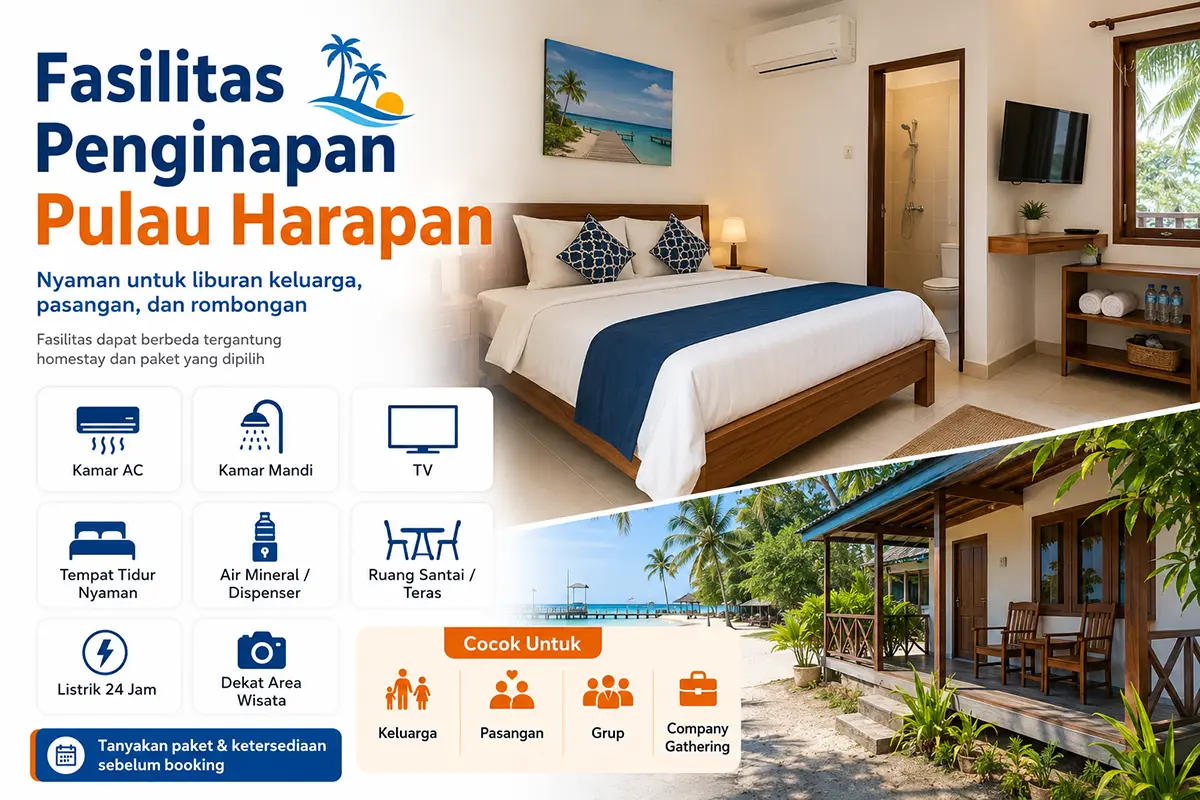 Fasilitas dan penginapan di Pulau Harapan