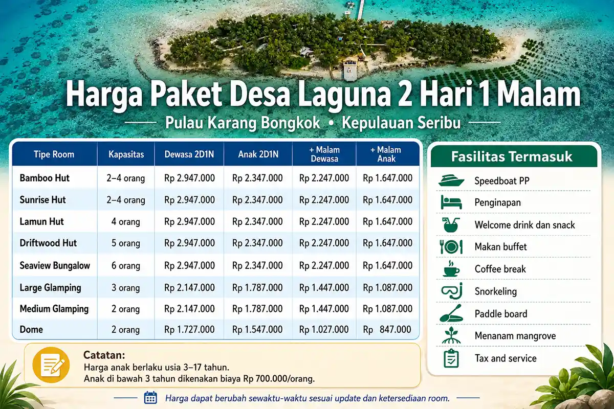 Pilihan paket wisata Desa Laguna 1 hari dan menginap
